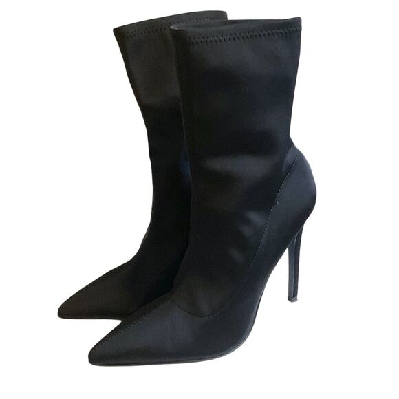 Asos Design Boots Women's Size 9.5M Black Esmerelda High Heeled Sock Stretch - Picture 3 of 11